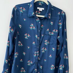 Liz Claiborne Blue Bird Pattern Shirt - Size L